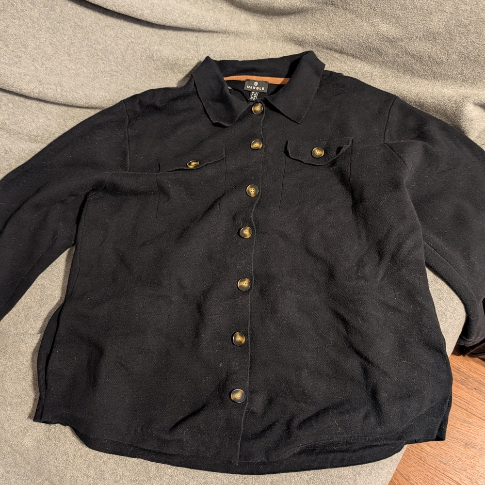 MARBLE Black Men's Shirt with Gold Buttons